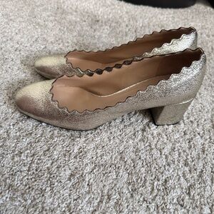 Chloe Scalloped Gold Women's Shoes
